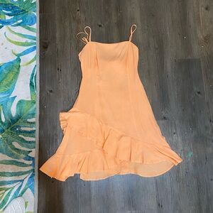 Vici Orange Ruffled backless mini dress